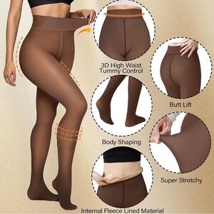 2 Pairs Fleece Lined Tights Women Size Small